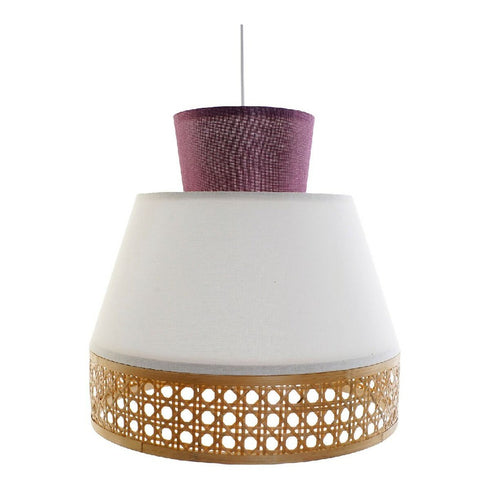 Lámpara de Techo DKD Home Decor Blanco Poliéster Bambú 220 V 50 W Púrpura (46 x 46 x 45 cm)